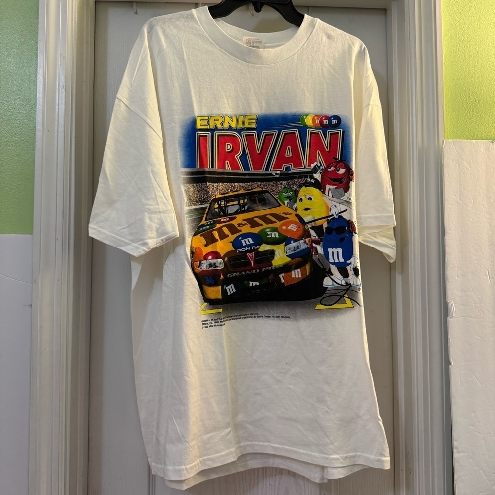 Vintage Americrown Official Speed Wear Ernie Irvan 1999 M&M Graphic Tee Shirt - Picture 1 of 7